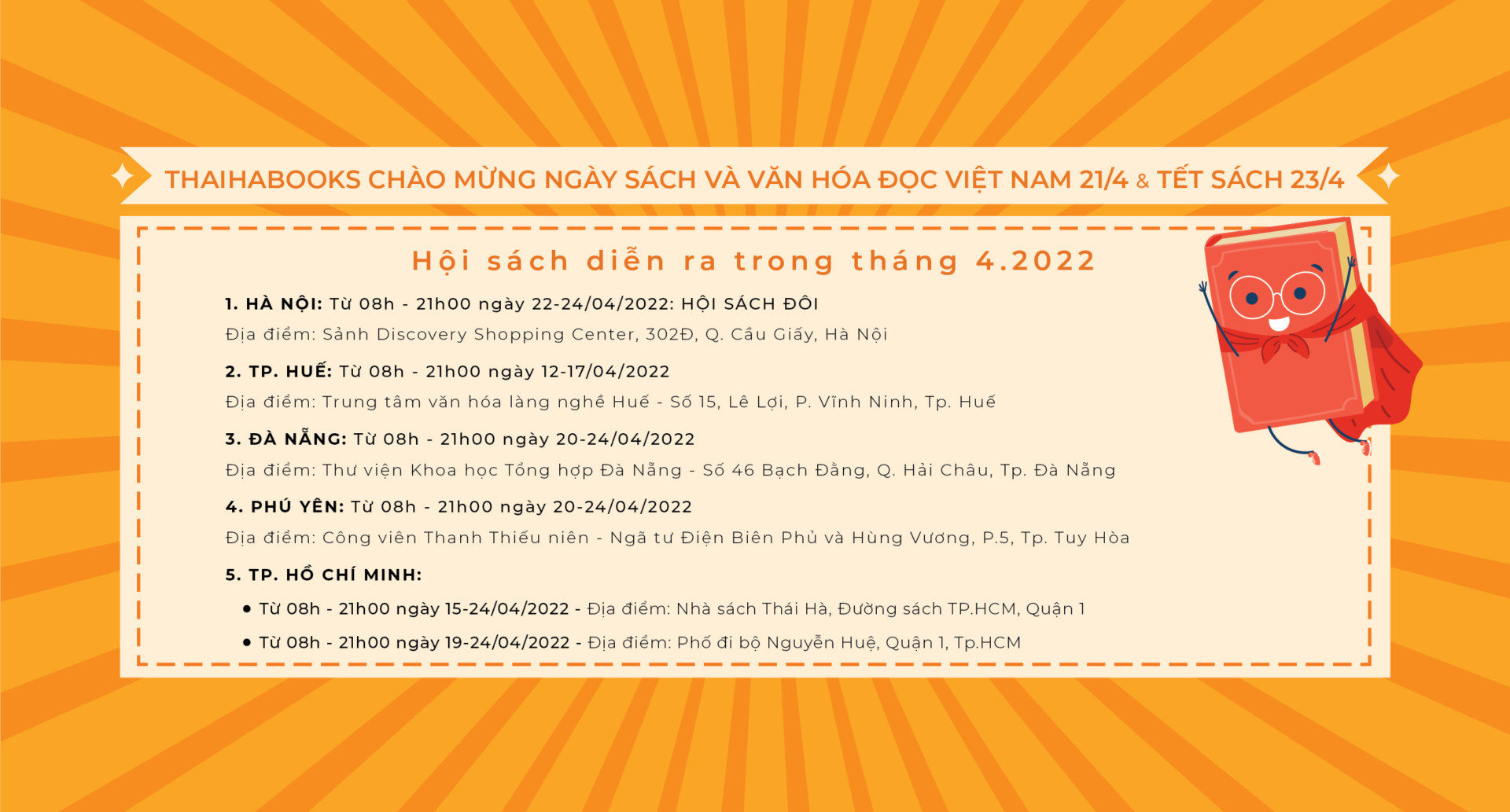 Thái Hà Books: Danh sách sự kiện sẽ diễn ra tháng 4/2022